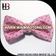 Wholesale black spots design pink bow tie silk